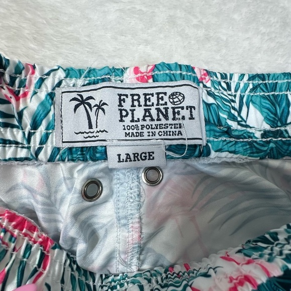 Free Planet Green and Pink Leaf Swim Flamingo Trunks - Picture 4 of 11